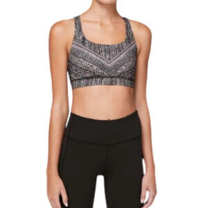 LULULEMON Energy Bra Tribal Pace Pink Blue Black Luxtreme Training Sport Size 8